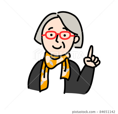 Old man grandmother senior active senior pointing illustration simple 84651142