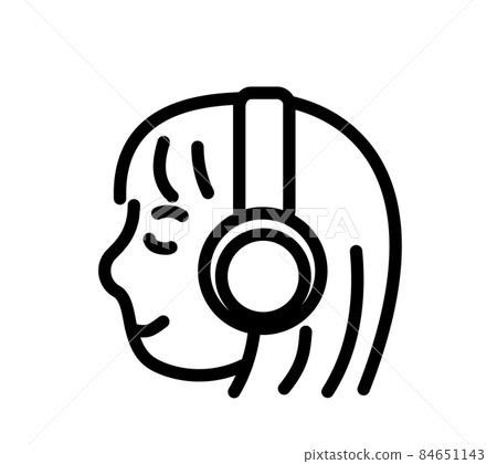 Music headphones female 20s icon profile radio illustration wireless headphones 84651143