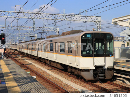 Kintetsu Rapid Express bound for Nara arriving at Hanshin Koshien Station Kintetsu Rapid Express bound for Nara arriving at Hanshin Koshien Station 84651203
