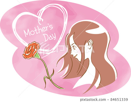 Image illustration of female profile and carnation (Mother's Day) 84651339
