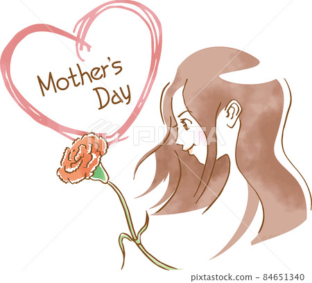 Image illustration of female profile and carnation (Mother's Day) 84651340
