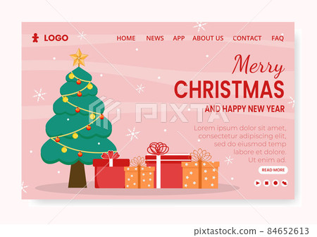 Merry Christmas Day Landing Page Template Flat Design Illustration Editable of Square Background Suitable for Social media, Card, Greetings and Web Internet Ads 84652613