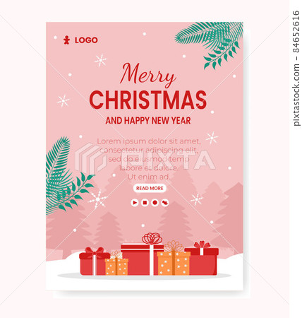 Merry Christmas Day Poster Template Flat Design Illustration Editable of Square Background Suitable for Social media, Card, Greetings and Web Internet Ads 84652616