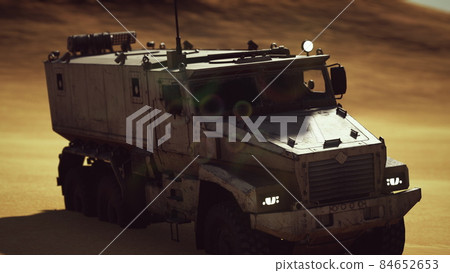 Armoured military truck in desert 84652653