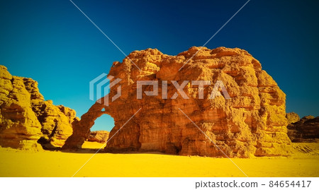 Abstract Rock formation at Tikoubaouine aka elephant in Tassili nAjjer national park, Algeria 84654417
