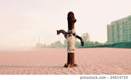 old rusty water pump at sunny day 84654720