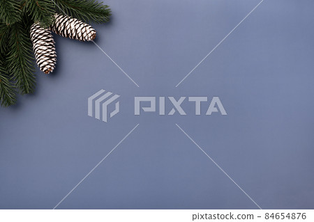Christmas Mockup with fir branches and cones Christmas Mockup with fir branches and cones 84654876