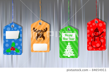 Christmas hanging sale tags vector set 84654911