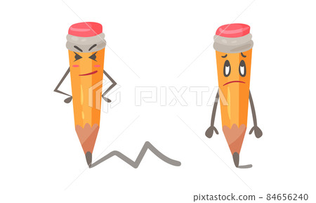 Funny pencils characters set. Cute stationery tools with funny emotional faces cartoon vector illustration Funny pencils characters set. Cute stationery tools with funny emotional faces cartoon vector illustration 84656240