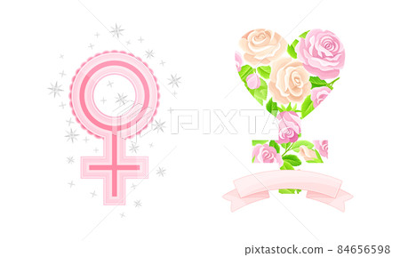 8 March International Womens Day cards design set. Pink gender female signs vector illustration 8 March International Womens Day cards design set. Pink gender female signs vector illustration 84656598