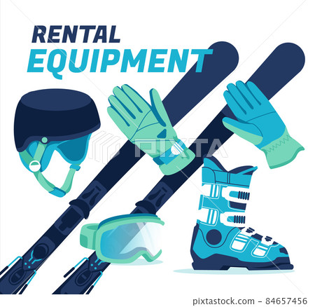 Skiing winter equipment set isolated on white background. Cartoon flat vector illustration Skiing winter equipment set isolated on white background. Cartoon flat vector illustration 84657456