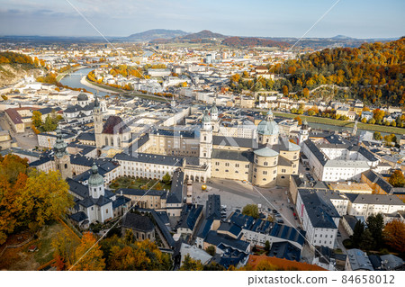 Top view on Salzburg city from castle hill 84658012