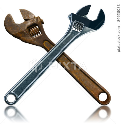 Two Adjustable Wrenches - One Rusted and the other in Stainless Steel Two Adjustable Wrenches - One Rusted and the other in Stainless Steel 84658088