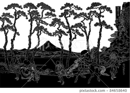 Katsushika Hokusai 圖像東海道 Hodogaya 線反轉白色背景與標題 Katsushika Hokusai 圖像東海道 Hodogaya 線反轉白色背景與標題 84658640