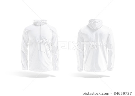 Blank white windbreaker mockup, front and back view 84659727
