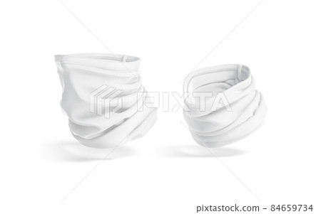 Blank white neck gaiter mock up, side view, no gravity Blank white neck gaiter mock up, side view, no gravity 84659734