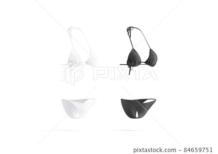 Blank black and white woman bikini mockup, side view Blank black and white woman bikini mockup, side view 84659751