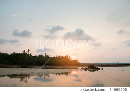 beach of summer background and sunset in the evening time. 84660908