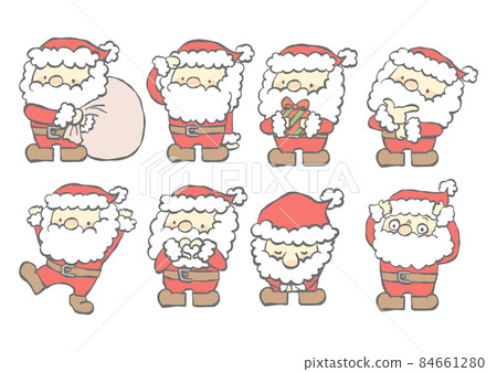 Santa's cute deformed illustration set in various poses 84661280