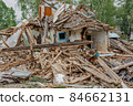 Rubble of old ruined house. Pile of construction fragments 84662131