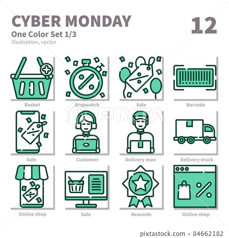 Cyber Monday Icons Set, One Color, Vector And...-插圖素材 [84662182] - PIXTA圖庫