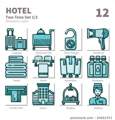 Hotel icons set, Two tone, vector and illustration set 1 84662451