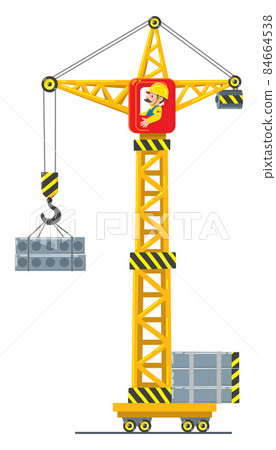 Construction crane lifts the load Construction crane lifts the load 84664538