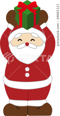Santa Claus with a smile holding a present 84665121