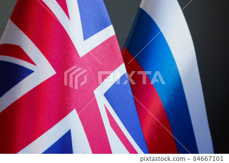 Flags of Great Britain and the Russian Federation. 84667101