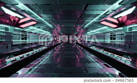 Abstract 3D illustration of sci fi tunnel with... - Stock Illustration ...