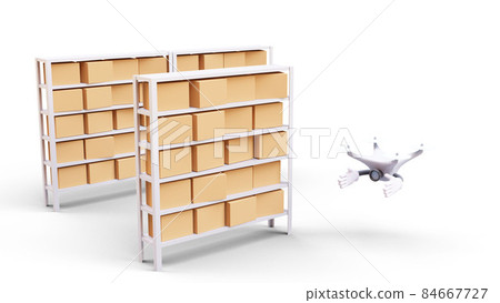 Image of drone carrying luggage Image of future logistics system Unmanned delivery system Automation / labor saving technology 84667727
