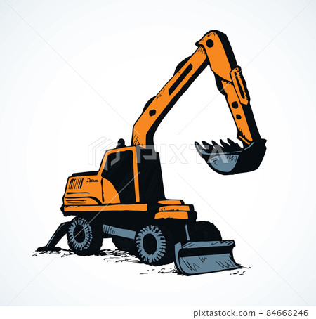 Excavator drawing isolated on white background Excavator drawing isolated on white background 84668246