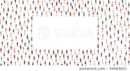 Crowd people pattern set in flat style. Vector... - Stock Illustration ...