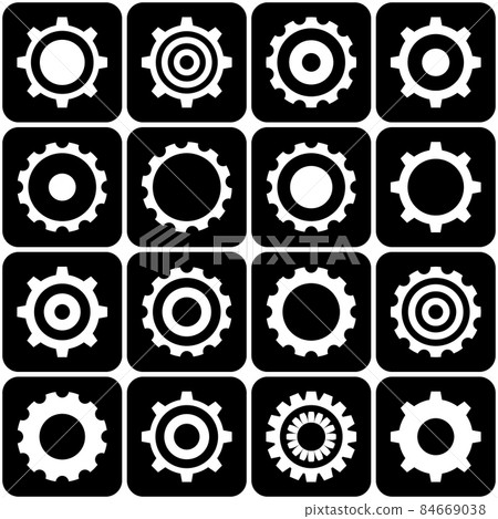 Abstract gear symbols. Set of design elements. Abstract gear symbols. Set of design elements. 84669038