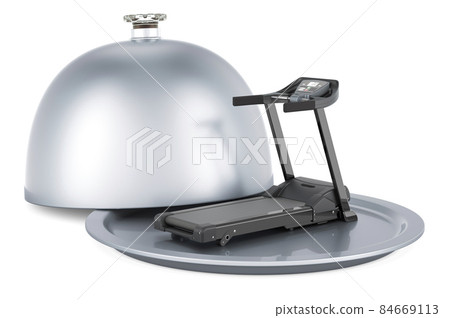 Restaurant cloche with treadmill. 3D rendering 84669113