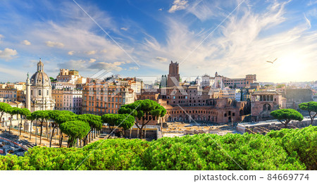 Trajan's forum in Rome, full panorama, Italy Trajan's forum in Rome, full panorama, Italy 84669774