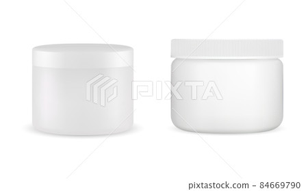 White cosmetic jar. Creamjar mockup, plastic bottle White cosmetic jar. Creamjar mockup, plastic bottle 84669790