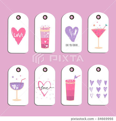 Lovely Valentines day gift card with different glasses of wine, 84669998