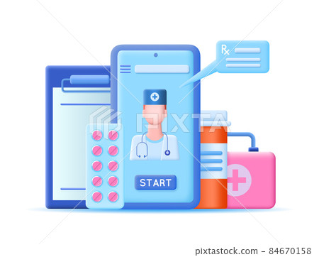 3d Concept Online Consultation with Doctor Plasticine Cartoon Style. Vector illustration of Medical Service or App 3d Concept Online Consultation with Doctor Plasticine Cartoon Style. Vector illustration of Medical Service or App 84670158
