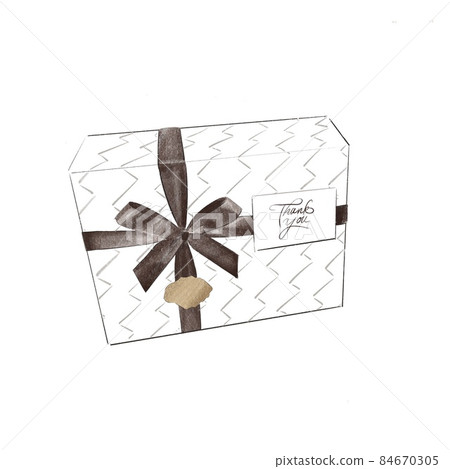 Present with a thank you message (illustration in chic colors) Present with a thank you message (illustration in chic colors) 84670305