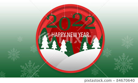 Happy New year 2022 background, greeting card with red ball and white snowflakes Happy New year 2022 background, greeting card with red ball and white snowflakes 84670640