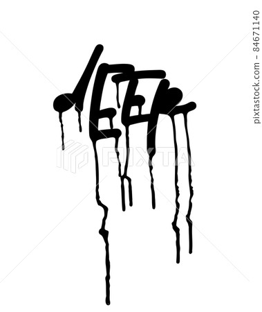 Deep calligraphy words. Squeezer marker hand writings with drops. Smudges letters. Graffiti based lettering.  84671140