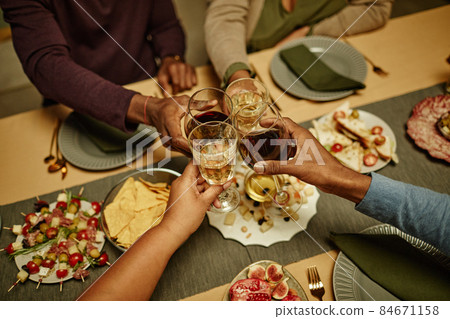 Toast at Dinner Table Top View Toast at Dinner Table Top View 84671158