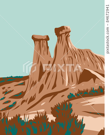 Makoshika State Park with Rock Formations in Dawson County Montana USA WPA Poster Art Makoshika State Park with Rock Formations in Dawson County Montana USA WPA Poster Art 84672941