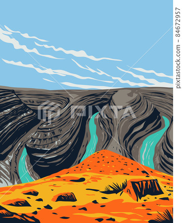 Goosenecks State Park Overlooking a Meander of San Juan River near Mexican Hat Utah USA WPA Poster Art Goosenecks State Park Overlooking a Meander of San Juan River near Mexican Hat Utah USA WPA Poster Art 84672957