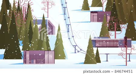 cableway in snowy mountains residential houses area ski resort christmas new year holidays celebration winter cableway in snowy mountains residential houses area ski resort christmas new year holidays celebration winter 84674451