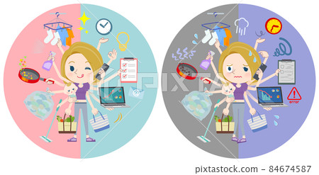 A set of blonde American women wearing sportswear that multitasks in the office and private A set of blonde American women wearing sportswear that multitasks in the office and private 84674587