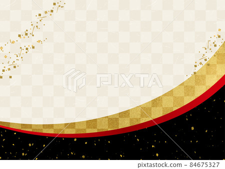 三層新年風日式花紋金箔一刀切花紋圓線 84675327