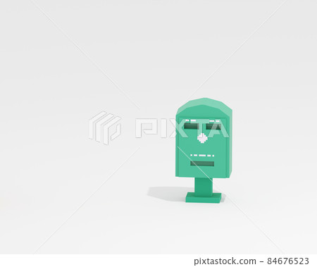 Taiwan public postbox, a digital art of vintage post box isometric voxel raster 3D illustration render on white background. 84676523