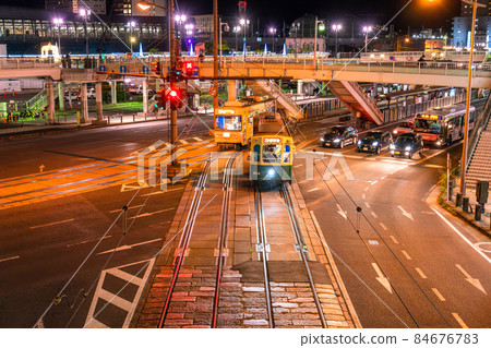 《Nagasaki Prefecture》 Night view of Nagasaki tram, near Nagasaki Station 《Nagasaki Prefecture》 Night view of Nagasaki tram, near Nagasaki Station 84676783